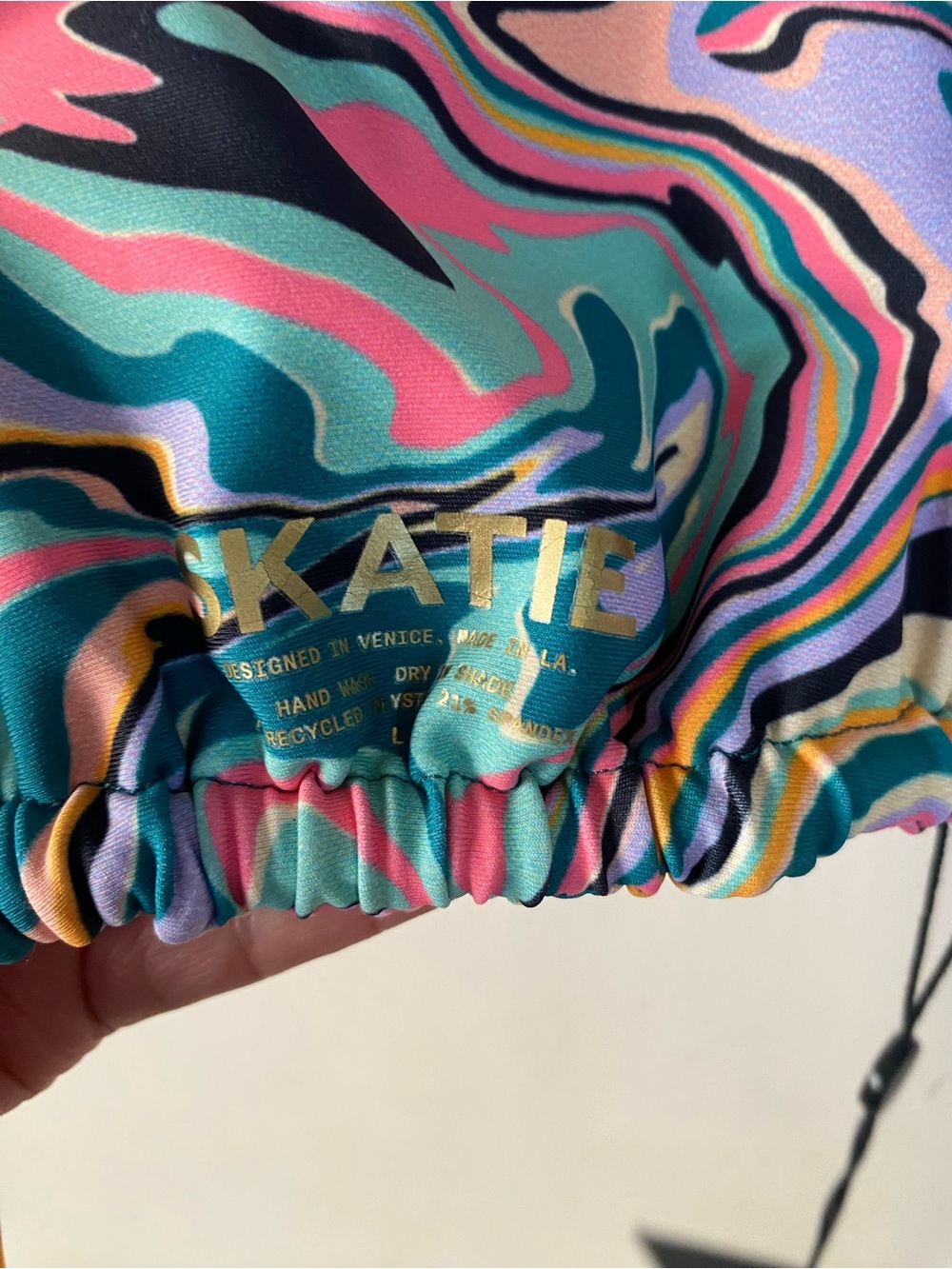 NWT• Skatie Psychedelic Swirl Halter Triangle Bikini Top L 70s Retro - Picture 5 of 7